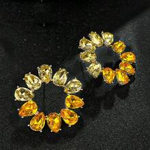 1 Pair Women's Fashionable Colorful Gradient Glass Flower Earrings With High-End Charm, Suitable For Summer Vacation, Party, Wedding