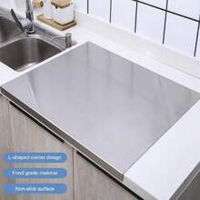 Stainless Steel Cutting Boards With Lip For Kitchen, Metal Cutting Board Over Sink, Non-Slip Stainless Steel Cutting Board Suitable For Meat, Fruits, Vegetables, Bread And Baking(Silver) - Bạc - Xem 2