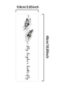 3Pcs Spine Fake Tattoo Temporary Tattoos Semi Permanent Tattoo Y2K Butterfly Waterproof Sweatproof Last For 1-2 Weeks Realistic Herbal Juice Anti-Friction Non-Reflective Black For Woman And Men Tattoo Stickers For Arm, Chest, Leg, Abdomen, Waist, Finger, Neck, Spine, Modernist Body Art