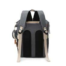 Mochila tipo mamá de gran capacidad con acolchado de moda; Bolso de maternidad multifuncional para viajes; Bolso pañalero con múltiples compartimentos conveniente, con bolsas para accesorios de alimentación y comida - Gris Oscuro - Ver 13