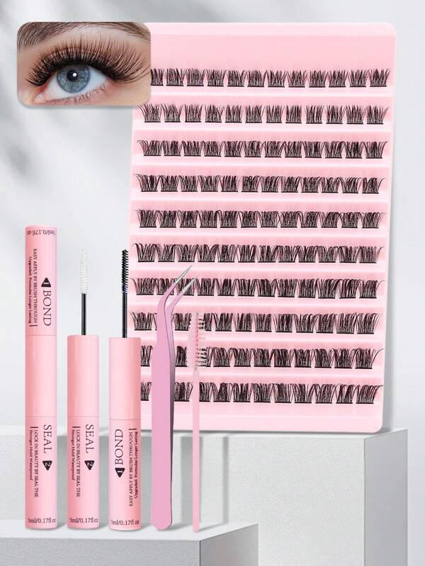 120 Stück gelockte, dicke, weiche und leichte Kunstwimpern C-Rolle 10-16 mm gemischte Länge Wimpernbüschel mit Wimpernverlängerungs-Klebstoff, Versiegelungspinzette und Wimpernbürste. Schlankes und langes Make-up-Tool, geeignet für alle Anlässe, ob Hochzeitsfeier oder tägliches Make-up, einfach zu handhaben. Wimpernbüschel-Set, Wimpern, Kunstwimpern.