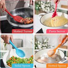 Juego de utensilios de cocina de silicona, 8 piezas, juego de espátulas para utensilios de cocina antiadherentes, gadgets de cocina resistentes al calor que incluyen cuchara de silicona, volteador, espátula, cucharón, apto para lavavajillas, rosa - Multicolor - Ver 6