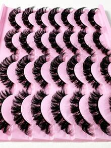 New 14pairs Natural DD Curl Russian Strip Lashes Cat Eye False Eyelashes 8D Fluffy Mink Lashes 3D False Eyelashes Fluffy Volume Eyelashes Halloween Cosplay Manga Fake Eyelash Extension Make Up - 黑色 - 查看 3