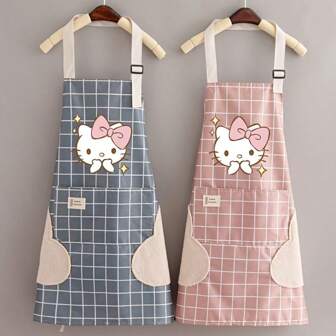 Sanrio 1PC Sanrio Cartoon KT Cat Apron Portable Household Kitchen Cleaning Protection Waterproof Oil-Proof Apron Thickened Strap-Style Waist Restaurant Staff Wear-Resistant Waist