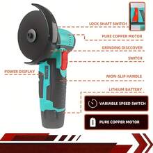 Mini amoladora de ángulo de batería de litio inalámbrica de 12V, multifuncional, recargable, sin escobillas, herramienta de rectificado manual pequeña - Multicolor - Ver 6