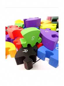 1 Pc Alphabet Puzzle, Building Animal Wooden Puzzle, Children's Puzzle Toy Wooden Puzzle Toy 26 English Alphanumeric Enlightenment Cognition, Wooden Snake Alphanumeric Block Toy For Children's Birthday Gifts - Multicolor - View 5