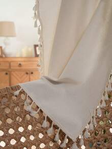 Bubaba 2pcs Ivory Solid Color Boho Style Curtain Panels For Doorways Privacy, Bedroom, Closets, Windows, Living Room, Thermal Insulated - 白色 - 查看 8