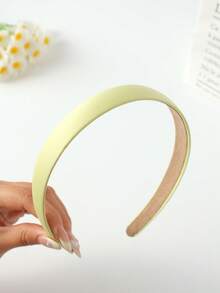 1 件女士百搭纯色素色头带、发带、发箍，秋季 - 黃色 - 查看 5