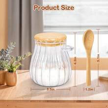 15oz Sugar Container With Bamboo Lid And Spoon,Sugar Bowl Glass Jar For Coffee Bar Accessories Coffee Canister Kitchen Decor (Medium) - Medium - 查看 3