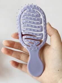 1支迷你紫色镂空设计发梳，干湿两用便携梳，夏季、返校、旅行必备女性美发用品，女士发饰，梳子，边缘梳，梳子，解结梳，球形梳，迷你发梳套装，木梳，发梳，美发工具，发梳，美发设备，小梳子，迷你发梳，发型，美发，发梳，发梳套装，梳子，卷发梳，解结梳，女士发梳，理发师配件，理发店，美发设备 - 紫色 - 查看 3