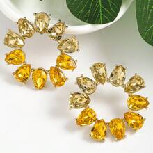 1 Pair Women's Fashionable Colorful Gradient Glass Flower Earrings With High-End Charm, Suitable For Summer Vacation, Party, Wedding