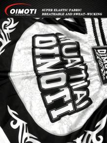 OIMOTI Schwarz-Weiß gemusterte, locker sitzende Boxing Hose, Boyfriend-Stil Herren Fitness Kickboxen Muay Thai MMA Sport Elastisch Jogginghose