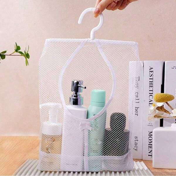 1 pièce/3 pièces Sac de rangement multifonctionnel avec crochets, convient pour ranger le désordre de la salle de bain, les cosmétiques et les téléphones portables, ambiance bohème