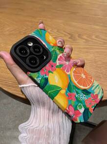 1 件时尚柠檬图案竖条纹经典防摔软皮手机壳适用于 Apple 和 16/16PLUS/16PRO/16PROMAX 防水防震防刮 - 彩色 - 查看 5