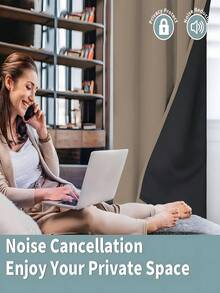 1 件遮光隔热窗帘布 - 99% 抗紫外线涤纶，杆袋悬挂，不可漂白平纹，卧室艺术主题，涂层遮光隔热，节能，降噪 - 非常适合卧室、农舍和学校深度睡眠 - 咖色 - 查看 5