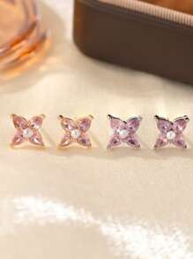 1 Pair S925 Sterling Silver Zirconia Flower Simple Elegant Elegant Versatile Earrings Studs, Ideal For Women, Daily, School, Commute, Jewelry Gift For Classmates, Sisters, Daughters, Birthday