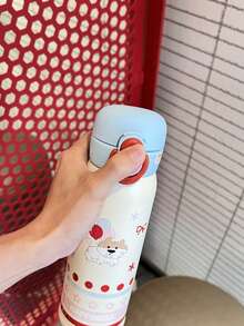 Cartoon Adorable Children's Insulated Cup, Girls Boys Straw Bottle School Portable Water Cup, Stainless Steel - Blue - View 4