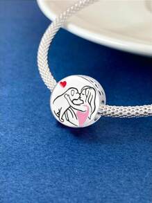 1 pièce Pendentif à perles à la mode d'une fille et d'un chien, adapté pour les bracelets et bracelets de femmes, DIY création de bijoux et assortiment de tenues quotidiennes, décoration de bijoux pour filles