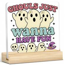 1 件经典亚克力鬼魂装饰牌匾 - 多用途桌面装饰，适合万圣节、圣诞节、感恩节、父亲节和母亲节 - 无需电力，有趣的鬼魂装饰装饰品家居装饰万圣节装饰秋季装饰房间装饰