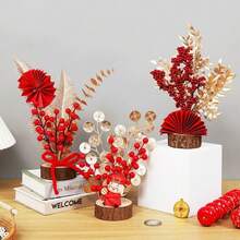 12Pcs Simulated Red Fruits, Holly Fortune Fruit Christmas Decoration Red Berries With Frost, Christmas Ornaments, Holiday Decoration Gifts Home Decor Christmas Decorations Room Decor Winter