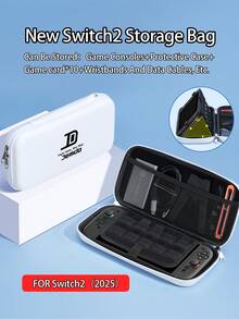 1pc Game Console Carrying Case With Lanyard, Compatible With New Switch 2 (2025) NS2 Console, Includes Hard Shell Protective Cover, Built-In Stand, Space For 10 Game Cards, Portable Travel, Anti-Drop & Impact Resistant Game Cartridge And Accessories Case - Multicolor - View 9