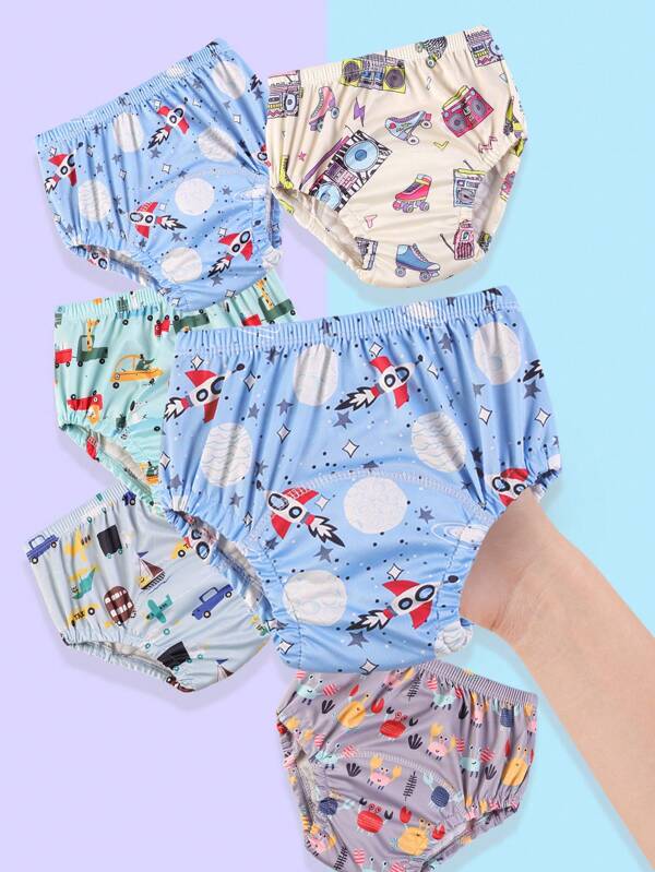 paquete de 5 pantalones de entrenamiento para ir al baño reutilizables con estampado digital para niños y niñas pequeños, ropa interior lavable que puede sustituir a los pañales
