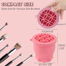 CZ 3IN1 Silicone Makeup Brush Cleaner Holder Portable Folding Washing ToolTravelFriendly Brush Cleaner Mat For Brushes Sponge Powder Puff Cosmetic Brush Cleaning Drying OrganizerPink  1613 - 粉色 - 查看 3