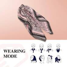 35 Inches Silk Head Scarf-Satin Hair Scarves Silk Bandana Scarf Headscarf For Women's Fashion Scarveshalloween - 小腰果-粉紅色 - 查看 8