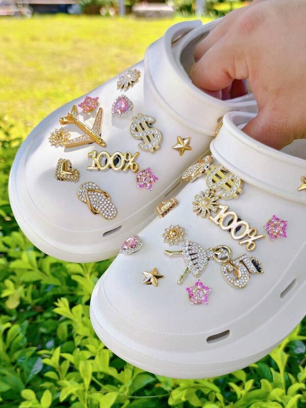 25pcs Girls Rhinestone DIY Shoe Decoration Set, Suitable For Sandals, Clogs, Garden Shoes, Bags, ABS Material Shoe Pins, Charms, Accessories