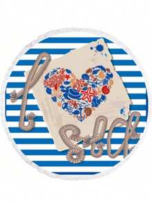 Round Beach Towel 150x150 Cm – Boho Style, 70% Cotton 30% Polyester, Quick-Dry, Multi-Purpose | Made In Turkey - Gold - View 2