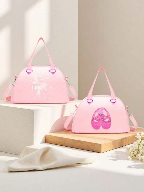 1 Nueva Bolsa de baile de estilo ballet sencillo y versátil con lentejuelas en unicolor, patrón de baile. Se puede llevar en un hombro, nuevo estilo para primavera y verano, adecuado para la vuelta al colegio. Material de nailon con cremallera doble, liviana y de gran capacidad, plegable. Muy adecuada para que los adolescentes vayan a la escuela, para viajes diarios, compras, viajes y vacaciones, etc.