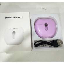 1 pieza Cortaúñas eléctrico recargable multifunción tipo C, incluye cortaúñas, cepillo de limpieza, cable de datos, función de corte, recorte y pulido de uñas en 3 en 1, diseño con forma de manzana con luz LED, batería de polímero de litio, disfruta de una manicura de salón de calidad en casa