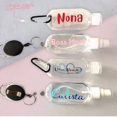 1PC Custom 50ml Personalized Sanitizer Bottle(Hook Color Random),Custom Empty Bottle,Travel Liquid Keychain Keyring,Personal Dispenser For Alcohol Antibacterial Gel,Personalized Party Favors Gift