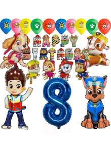 Paw Patrol Authorize Paw Patrol Theme Balloon 32inch Number Balloons Happy Birthday Banner Party Decorations, Birthday Balloon Combination Perfect For Birthday Adult Gift Party Wall Decorative Balloon Set