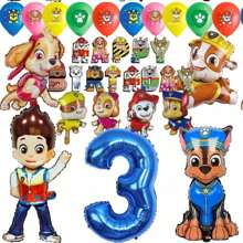 Paw Patrol Authorize Paw Patrol Theme Balloon 32inch Number Balloons Happy Birthday Banner Party Decorations, Birthday Balloon Combination Perfect For Birthday Adult Gift Party Wall Decorative Balloon Set