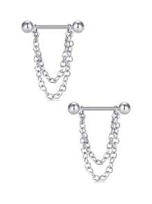 2pcs Nipples Rings For Women Stainless Steel Nipple Piercing CZ Heart Wing Barbell Nipple Rings Set Tongue Rings Set CZ Nipple Jewelry Cute Nipple Body Piercing Jewelry Gift