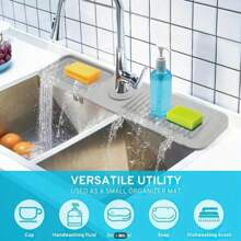 Silicone Kitchen Sink Organizer & Splash Guard - Multi-Functional Draining Tray For Sponge, Soap Dispenser And Cleaning Tools, 5° Incline Design For Faster Drainage, Leak-Proof Countertop Protection, Bathroom Storage | High Rim Organizer | Silicone Sink Mat