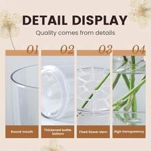 Extra Large Acrylic Cylinder Clear Vase For Floor, 20 In Tall Big Wide Mouth Plastic Unbreakable Hurricane Flower Vases Of 3 For Home Decor (D 8", D 6", D 4.8" + 3 Holder) - Trong sáng - Xem 8