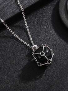 Colar com moldura de cristal prateado, moldura de cristal vazia, metal a granel, gaiola de pedra de aço inoxidável, corrente de pedra preciosa ajustável e intercambiável para fabricação de joias, colar faça você mesmo
