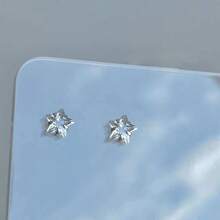 1 Pair Fashionable S925 Silver Minimalist Star Stud Earrings, Delicate Design Suitable For Women, Daily Wear, Date, Party