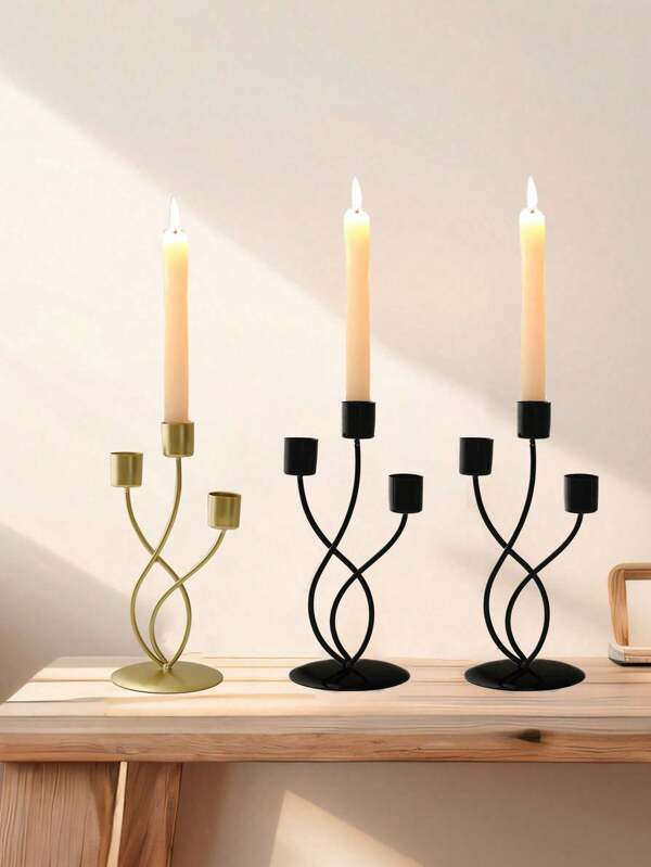 1 pieza Candelero de estilo escandinavo de lujo para decoración del hogar, accesorios de cena a la luz de las velas vintage, decoración romántica y sencilla para la mesa del comedor