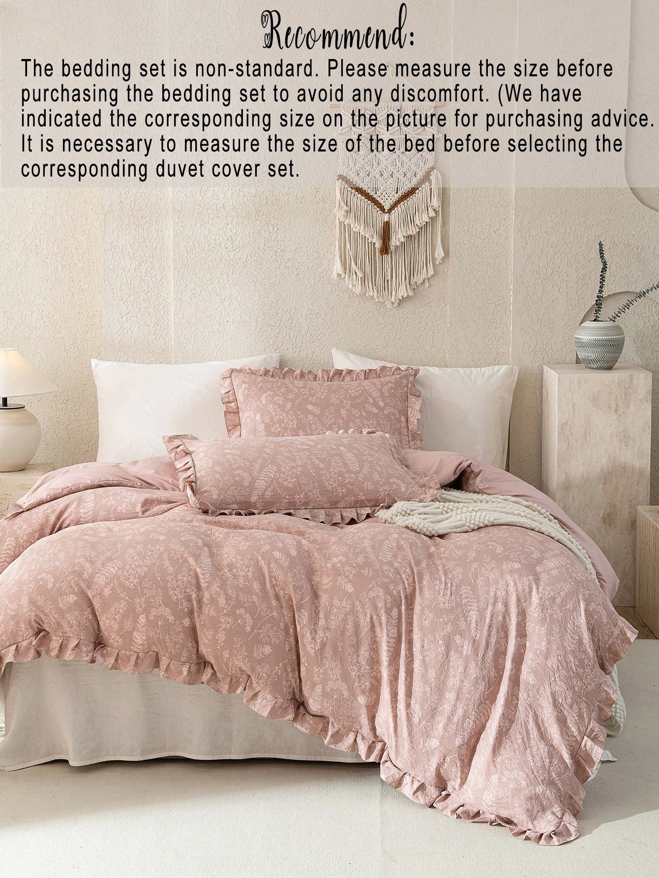 طقم أغطية سرير 3 قطع بطراز بوهيمي مزين بالأزهار