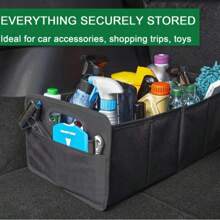 Sac de rangement pliable pour coffre de voiture avec 3 compartiments, 58 cm - Organisateur de coffre pliable