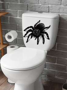 1 件 30 厘米 * 30 厘米自粘可移除 PVC 万圣节装饰马桶座贴纸，恐怖骷髅和蜘蛛图案，浴室墙壁装饰，马桶盖贴纸，浴缸艺术房间装饰家居装饰墙贴贴纸墙贴秋季装饰
