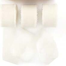 1Pc/5Pcs Chiffon Edge Ribbon Ribbon For Wedding Decoration Bouquet Decoration Handmade Decoration Invitation Card Decoration Home Decoration Gift Packaging Suitable For Wedding Party Birthday New Year-White - White - View 3