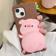 Sanrio 1 Stück süße cartoon-förmige Quetsch-Geräusch Schwein Silikon Handy-Hülle, passend für 16/16Pro/16ProMax/16plus/15Pro/15ProMax/15plus/14/14Pro/14ProMax/14plus/13/13Pro/13ProMax/13mini/12/12Pro/12ProMax/12mini/11/11Pro/11ProMax/X/Xs/Xr/Xsmax, Weihnachten/Valentinstag/Erntedankfest/süße Cartoon-Schutzhülle