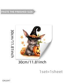 1 Stück Halloween Fenstersticker, Cartoon Tier Wohnzimmer Sticker, Hase und Kalb Schlafzimmer Sticker, süßer Stil Türsticker, Heimdekoration