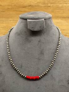 1 pieza Collar colgante de estilo bohemio para mujer, compuesto de múltiples cuentas redondas de turquesa, collar de cadena de estilo occidental para damas, collar multicolor, adecuado para uso diario de la mujer, vacaciones o como regalo para amigos - N-123 - Ver 6
