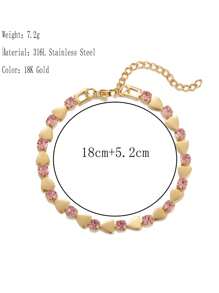 1pc Stainless Steel Sparkles Coffee Bean Design Bracelet, Minimalist Unique Pig Snout Cubic Zirconia Jewelry Accessory