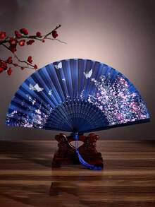 1 件 23 厘米中国风折叠手扇，7 英寸亚麻布扇，带龙骨竹框，适合舞蹈，礼物 - 彩色 - 查看 15